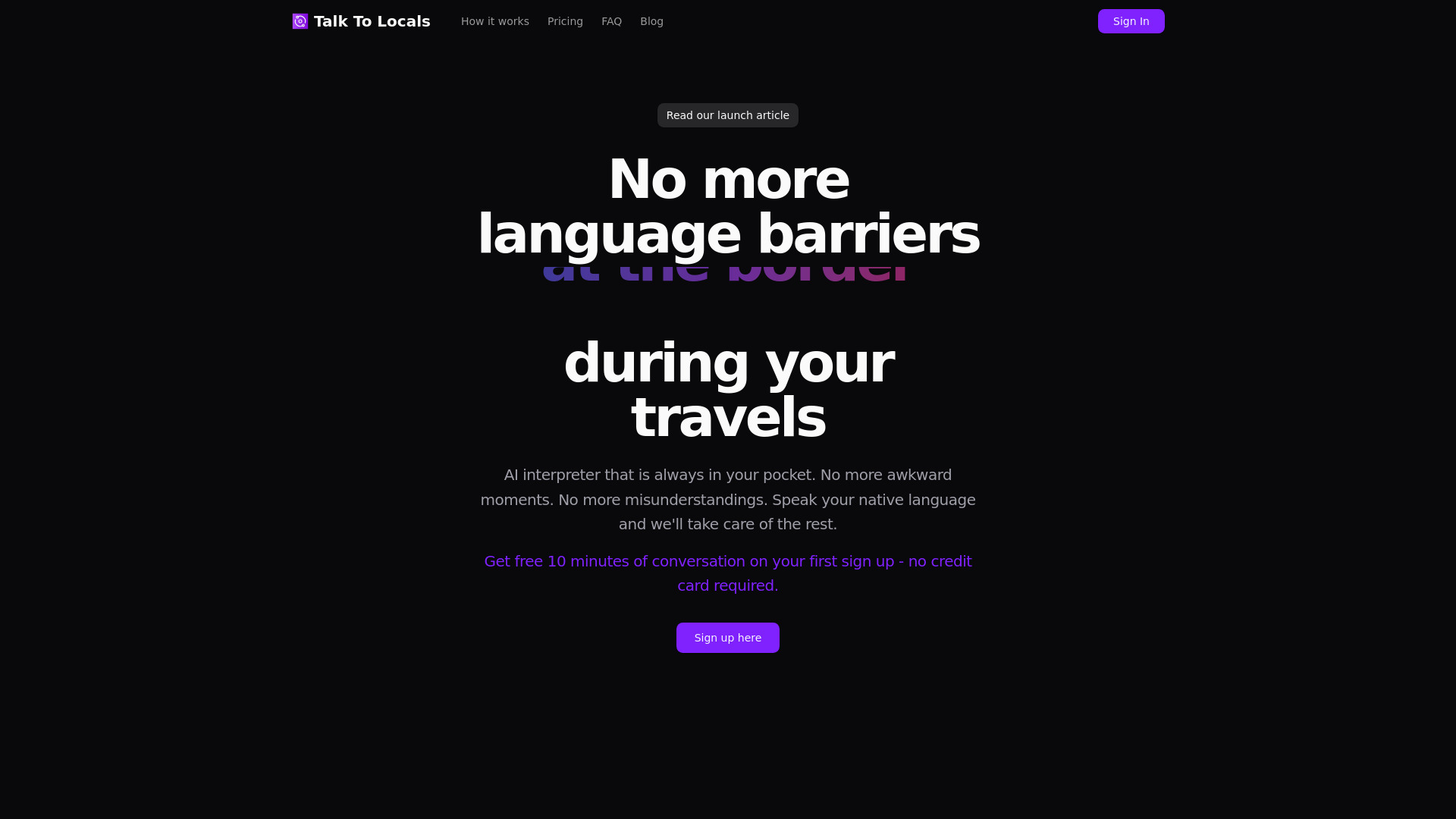 Talk To Locals dashboard interface showing AI video creation tools, templates, and editing features