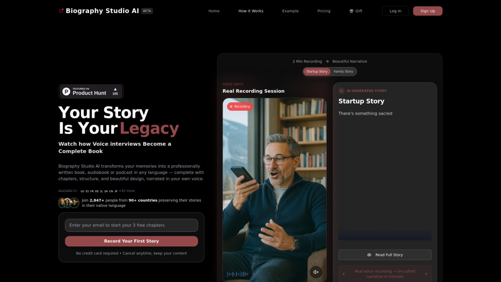 Biography Studio AI - 당신의 목소리를 책, 오디오북, 팟캐스트로 만드는 마법