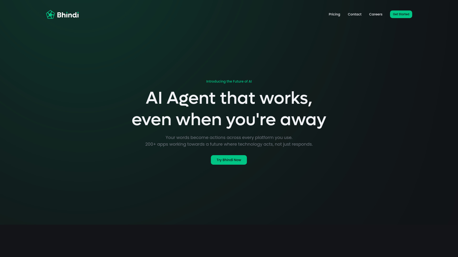 Bhindi AI dashboard interface showing AI video creation tools, templates, and editing features