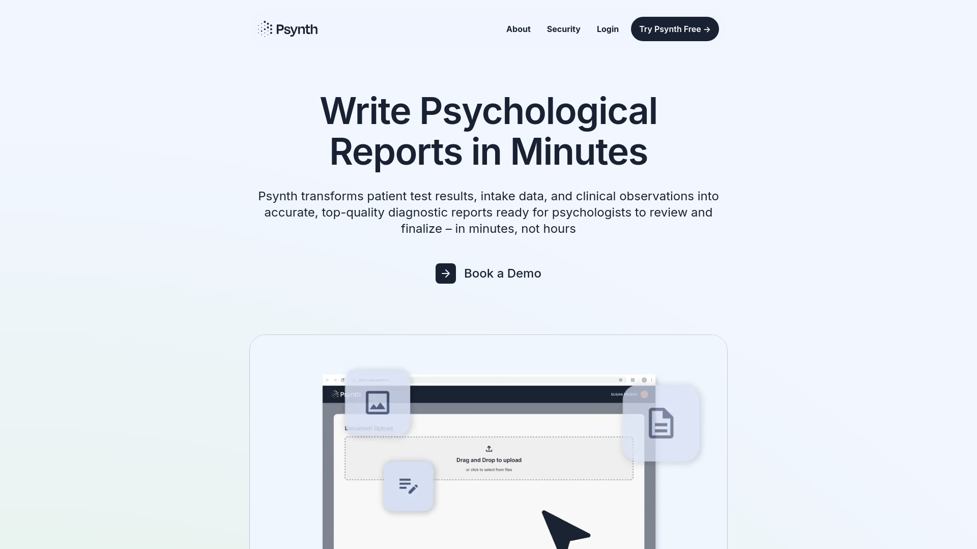 Psynth AI dashboard interface showing AI video creation tools, templates, and editing features