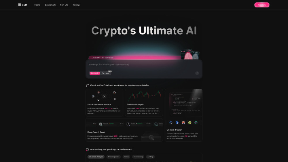 Surf AI - 기관급 리서치와 실행을 하나로, 암호화폐 시장의 파도를 타는 법