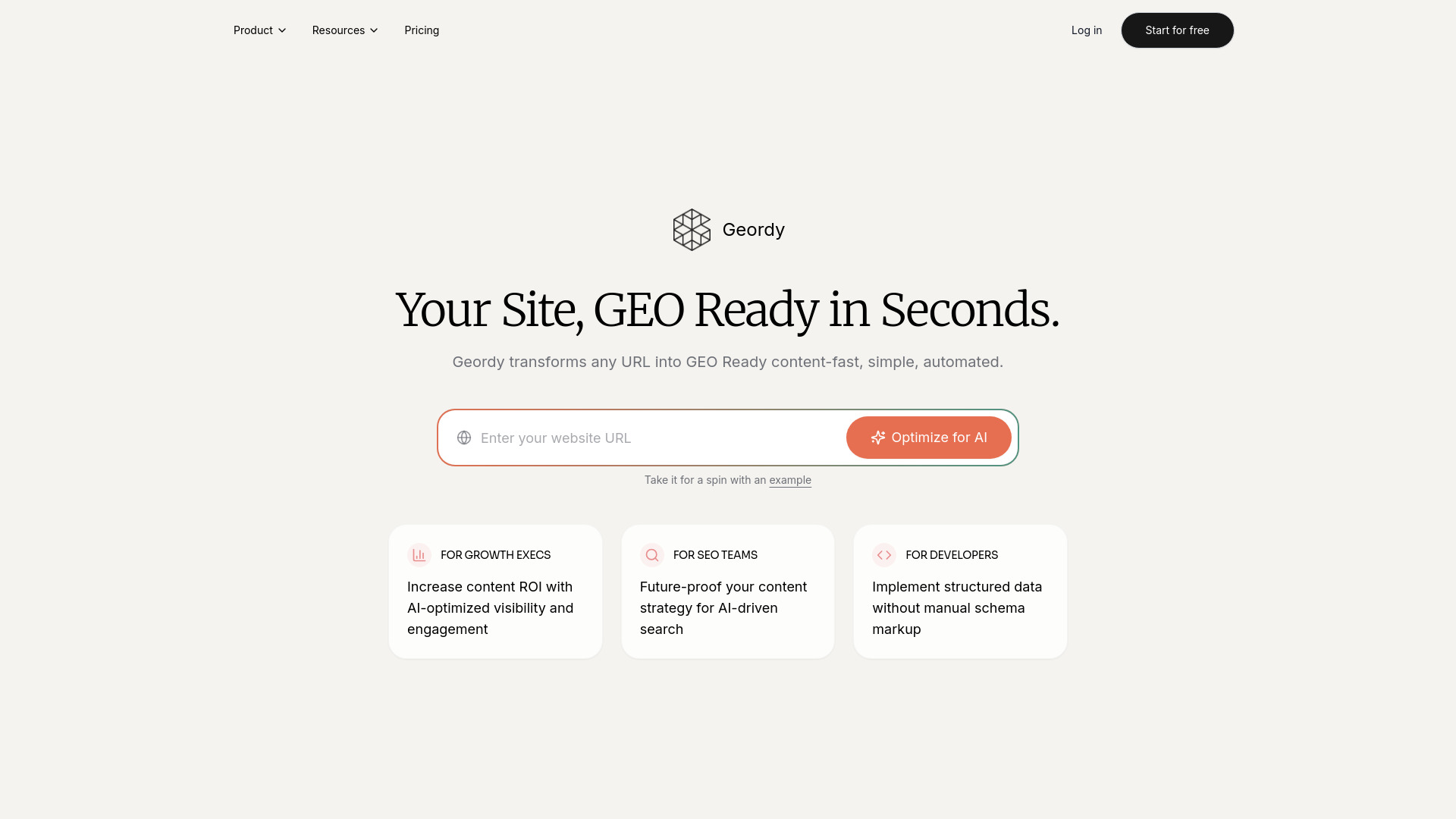 Geordy AI dashboard interface showing AI video creation tools, templates, and editing features