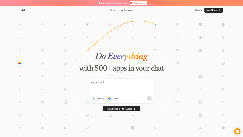 Rube by Composio - 600개 이상의 앱을 AI 채팅 하나로 완벽하게 제어하는 미래