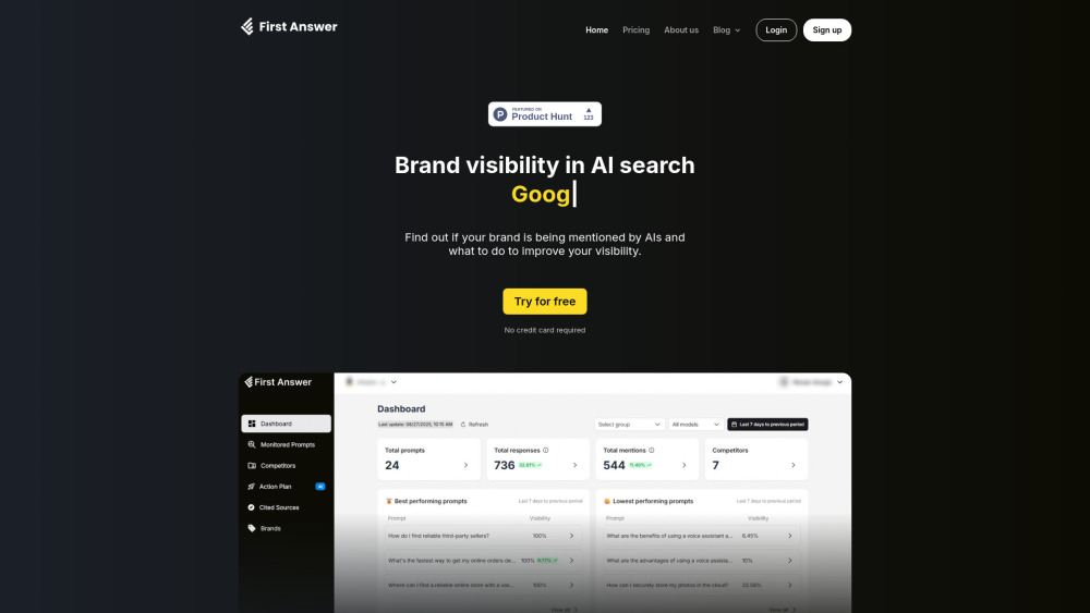 First Answer AI - AI 검색 시대, 당신의 브랜드를 