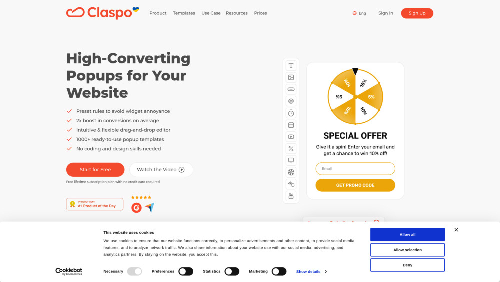 Claspo - 코딩 없이 웹사이트 전환율을 극대화하는 올인원 위젯 빌더