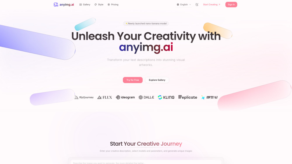 AnyImg AI - 당신의 상상력을 현실로, 무료 AI 이미지 생성 및 편집의 모든 것