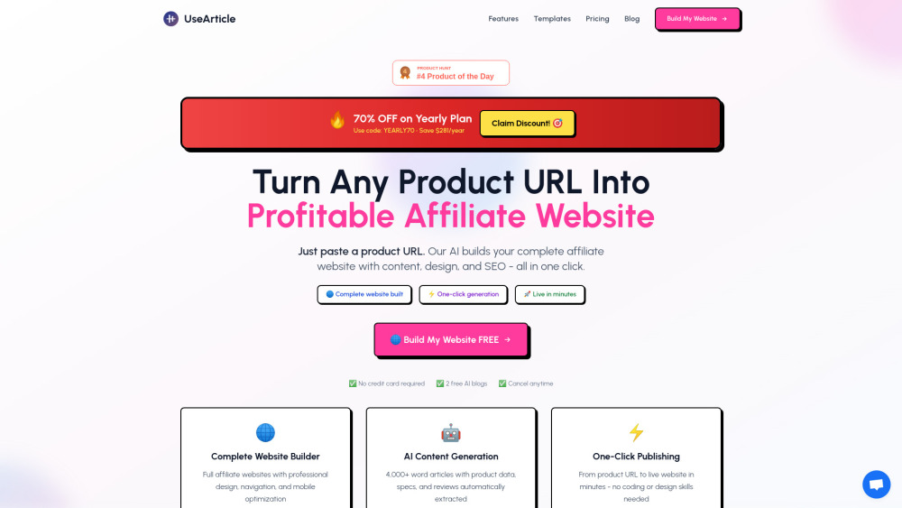 UseArticle: URL 하나로 수익형 제휴 웹사이트를 완성하는 AI 자동화 혁명