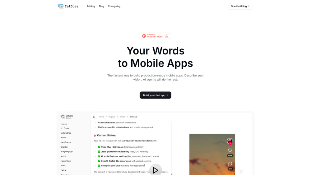CatDoes - 코딩 없이 아이디어를 현실로, 멀티 에이전트 AI가 앱을 만들어 드립니다