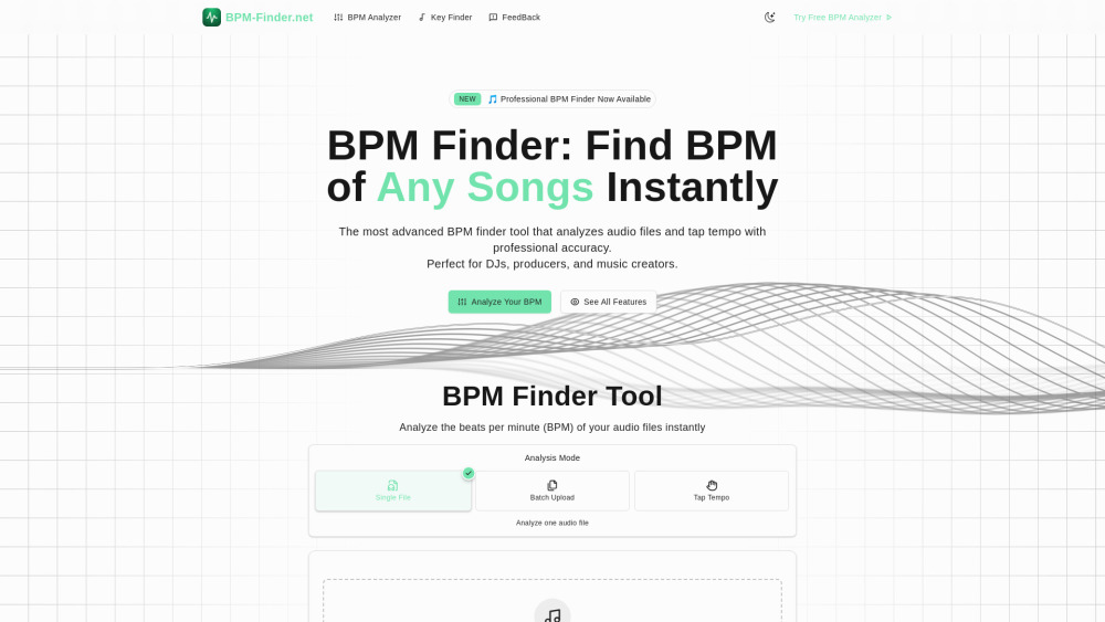 BPM Finder - 99.5% 정확도! 모든 오디오의 심장 박동을 찾아내는 궁극의 AI 도구