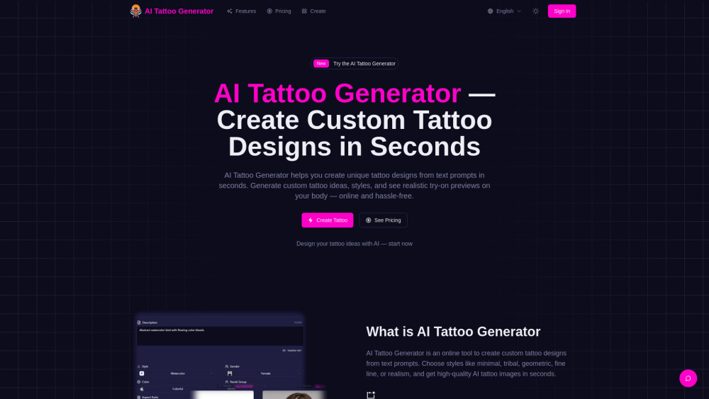 TattooAI - 당신의 상상을 피부 위에 새기는 AI 타투 아티스트