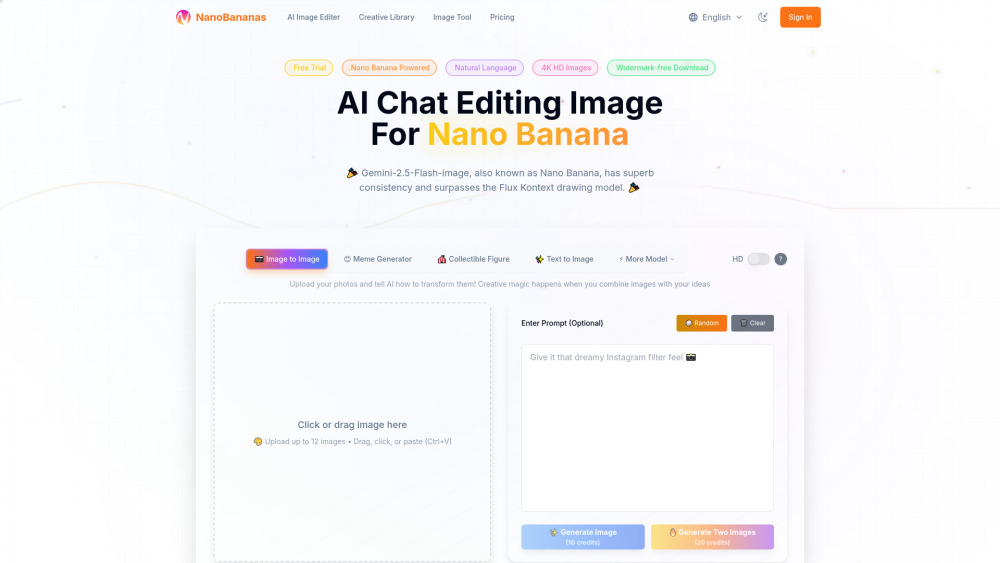 NanoBananas AI - 당신의 아이디어를 전문가 수준의 비주얼로 바꾸는 초고속 솔루션