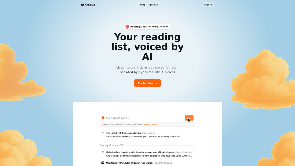 Katalog - 웹 기사를 프리미엄 오디오북으로, AI 음성 비서와 함께 즐기세요