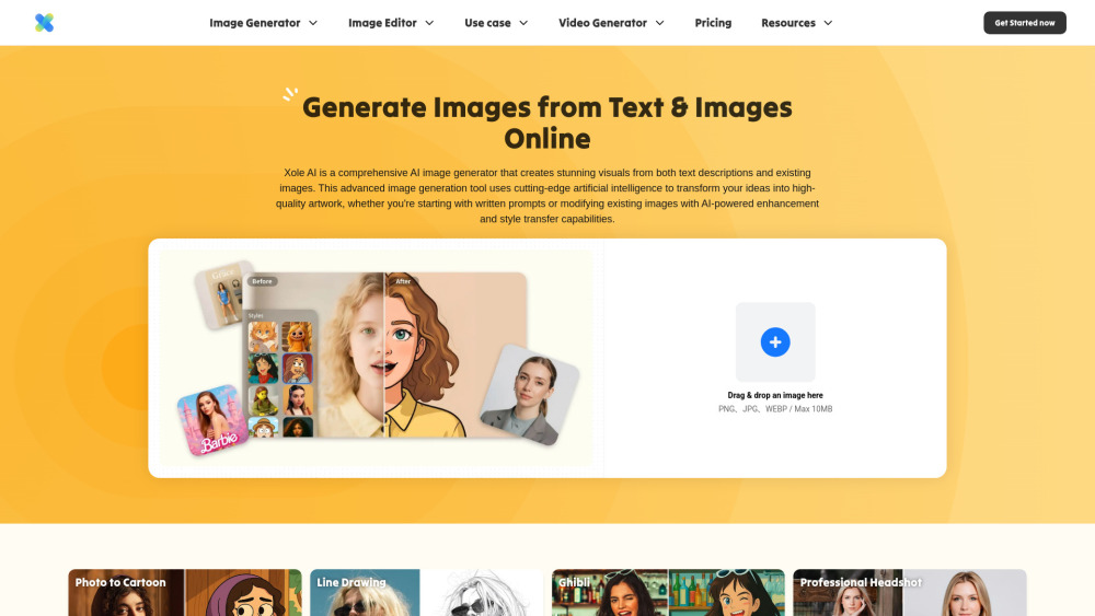 Xole AI Image Generator - 당신의 상상력을 현실로, 올인원 비주얼 콘텐츠 제작소