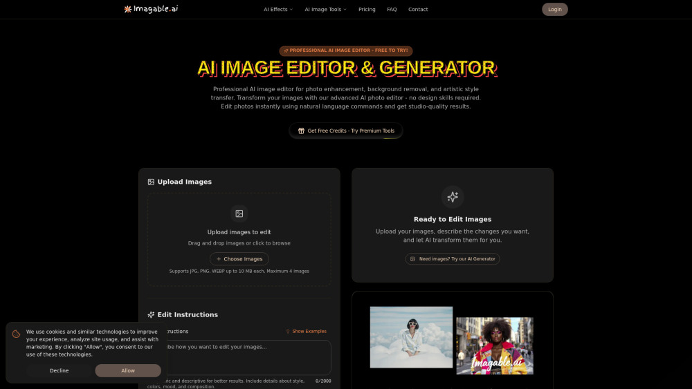 Imagable AI 이미지 에디터 - 클릭 몇 번으로 사진을 예술 작품으로 바꾸는 AI 마법