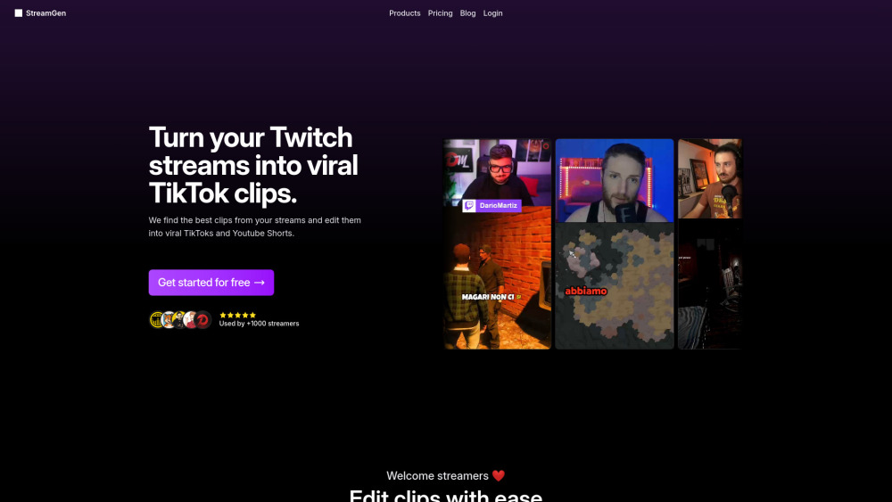 StreamGen - 당신의 트위치 방송을 10배 빠른 바이럴 틱톡 클립으로 바꾸는 AI