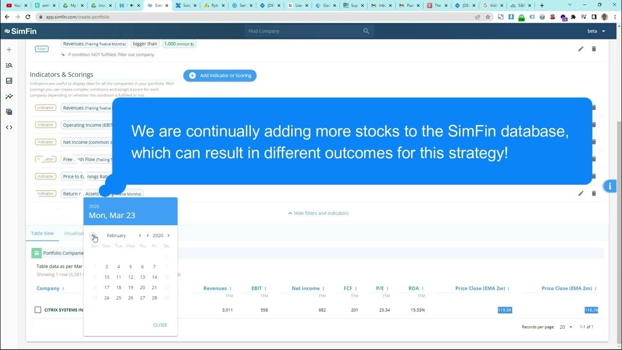 Step-by-step guide to setup a quantitative portfolio strategy with the SimFin Stock Screener