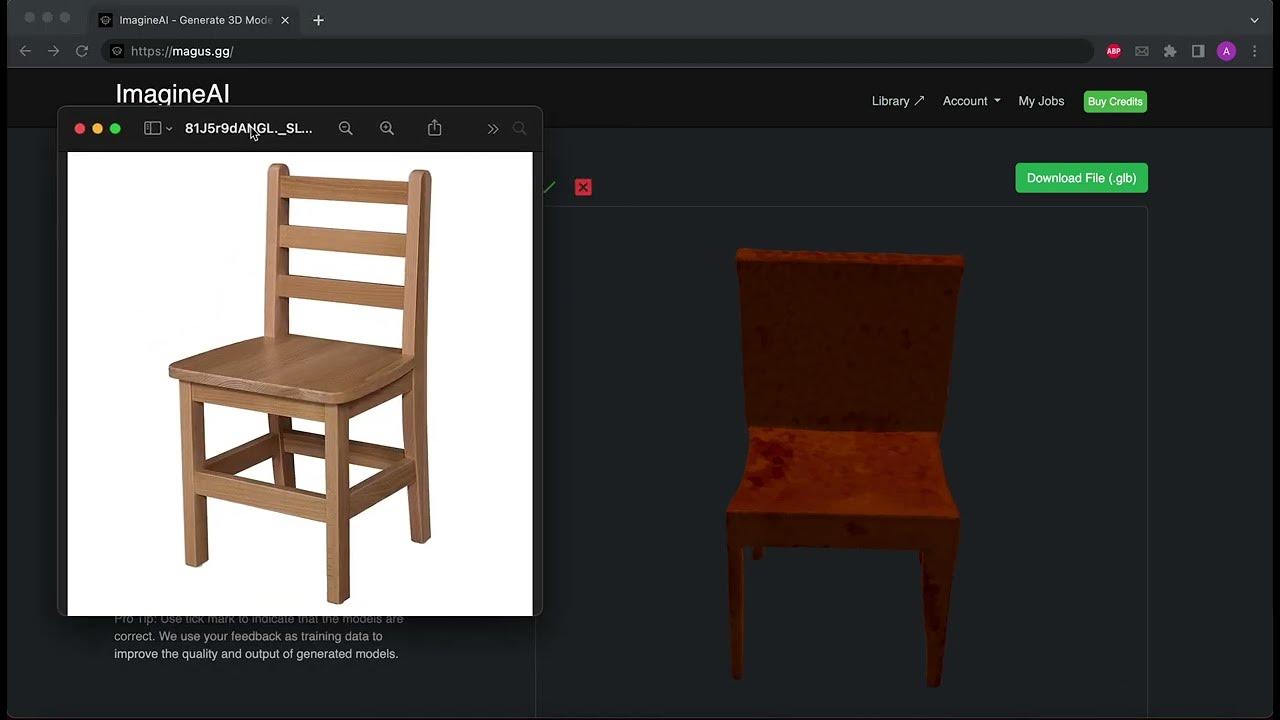 2D Image to 3D model (Chair) in 1 minute 😮