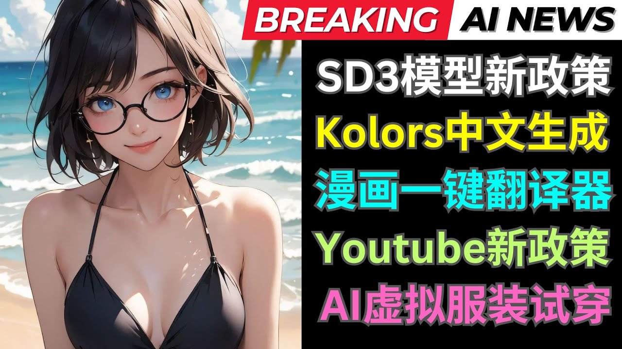 Ai新闻:SD3许可证更新,Kolors中文字体生成,AI漫画翻译器,AI试穿工具