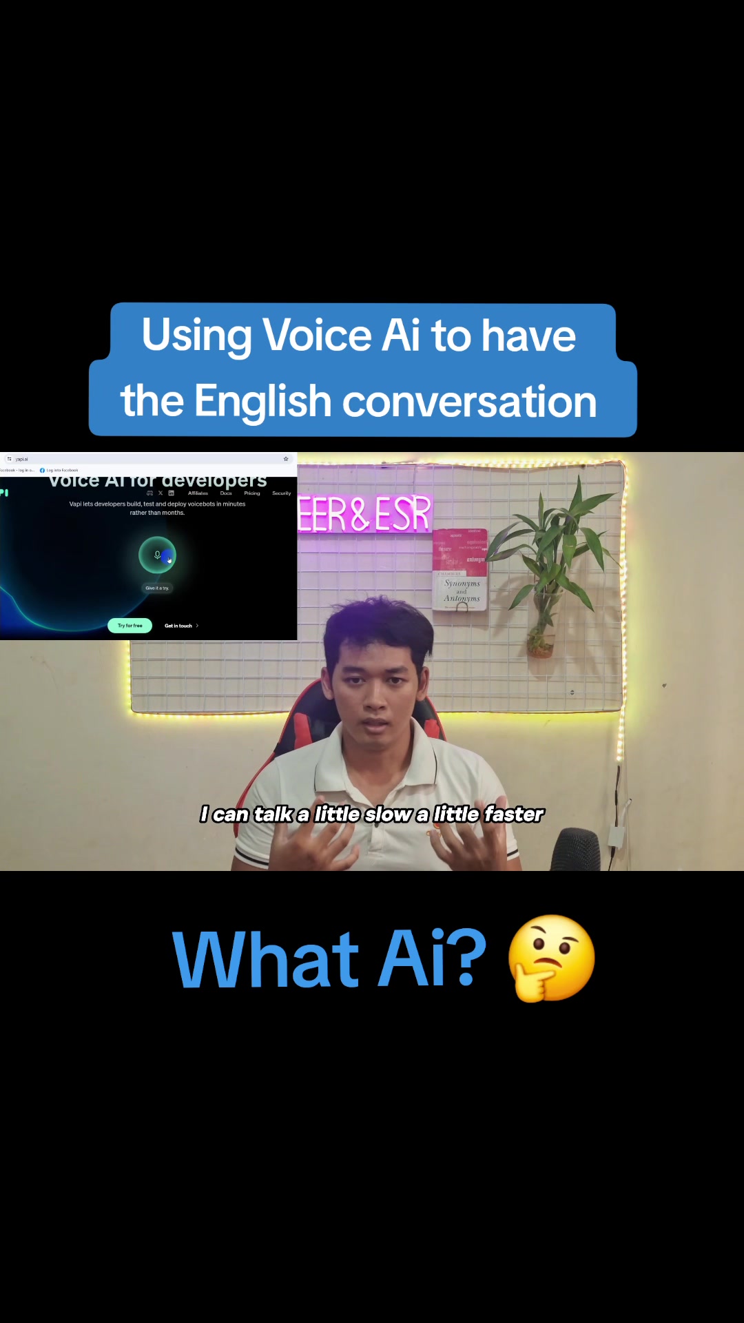 Using Voice Ai to have English conversation? How? In this video, we might learn on who to use the Voice Ai to have the English conversation which is called as Vapi.ai on website. More importantly, you might access to this Ai freely and no matter what your English is but you should try it! ➪ YouTube: https://youtube.com/@englishsolutionswithrithy ➪ Telegram Channel: https://t.me/englishsolutionswithrithy ➪ Telegram Group: https://t.me/englishsolutionswithrithygroup #AI #VoiceAI #Cambodia #englishsolutionswithrithy #English #fluency #EER #PracticeEnglish #practice #SpokenEnglish #conversation